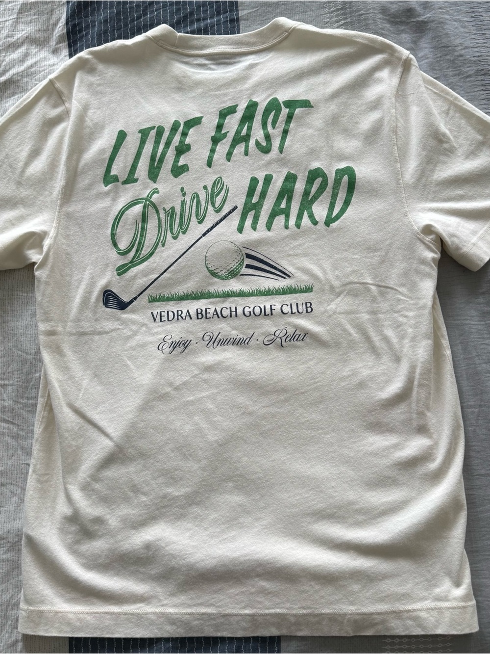 Abercrombie & Fitch White T-Shirt with Green & Navy Golf Graphic